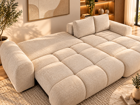 Canapé d'angle convertible Nahïl bubble beige